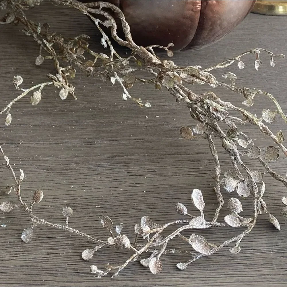 NWT New Winward Home Gold Shimmer Holiday Eucalyptus Winter Leaf Vine Garland